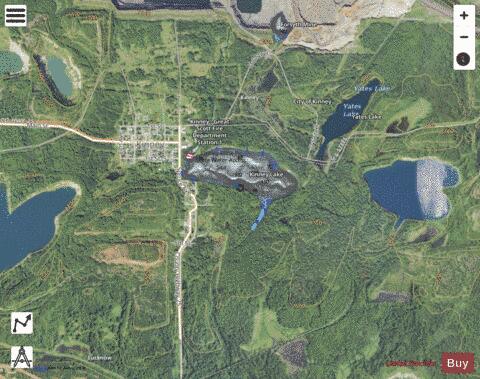Kinney Lake depth contour Map - i-Boating App - Satellite