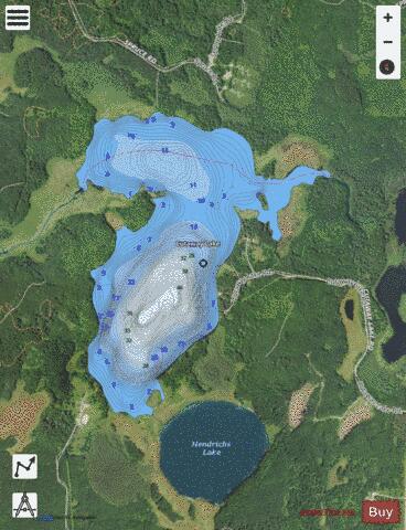 Lake Cutaway depth contour Map - i-Boating App - Satellite