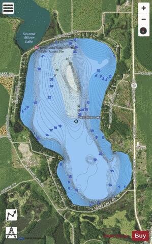 Lake First Silver depth contour Map - i-Boating App - Satellite