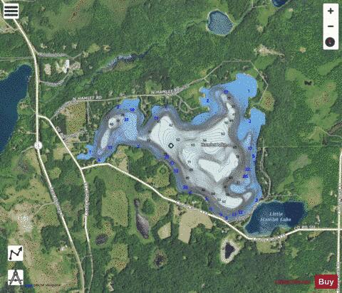 Lake Hamlet depth contour Map - i-Boating App - Satellite