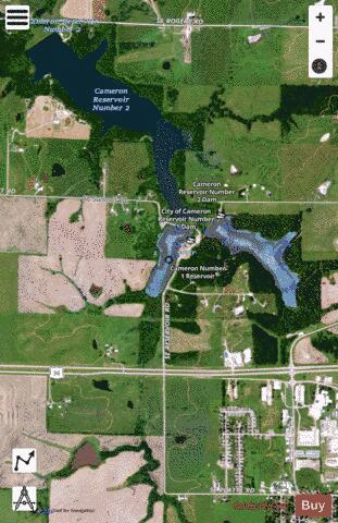 Cameron Reservoir #1 depth contour Map - i-Boating App - Satellite