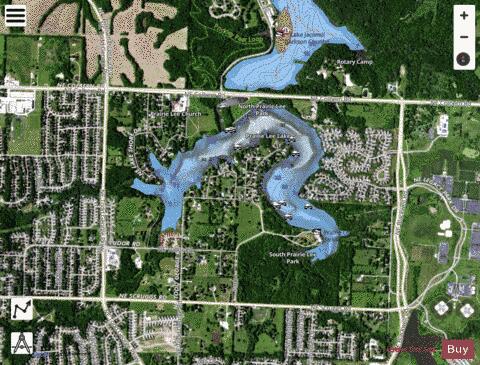 Prairie Lee Lake depth contour Map - i-Boating App - Satellite
