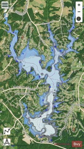 Kings Mountain Reservoir depth contour Map - i-Boating App - Satellite