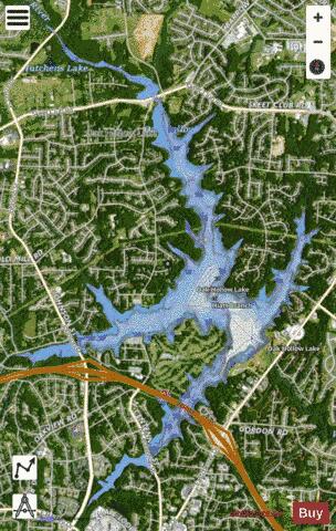 Oak Hollow Lake depth contour Map - i-Boating App - Satellite