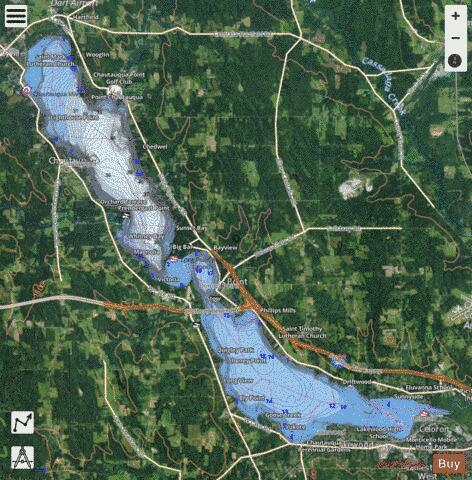 Chautauqua Lake depth contour Map - i-Boating App - Satellite