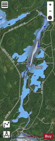 Blake Falls Reservoir depth contour Map - i-Boating App - Satellite