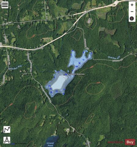 Dunham Reservoir depth contour Map - i-Boating App - Satellite
