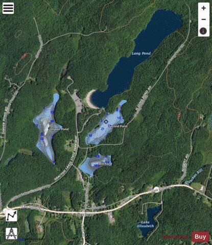 Second Pond depth contour Map - i-Boating App - Satellite