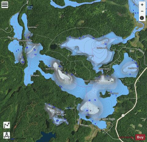 Upper St  Regis Lake depth contour Map - i-Boating App - Satellite