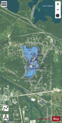 Lake Brady depth contour Map - i-Boating App - Satellite