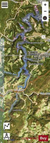 Youghiogheny River Lake depth contour Map - i-Boating App - Satellite