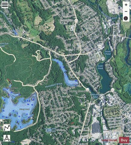 Barney Pond Providence depth contour Map - i-Boating App - Satellite