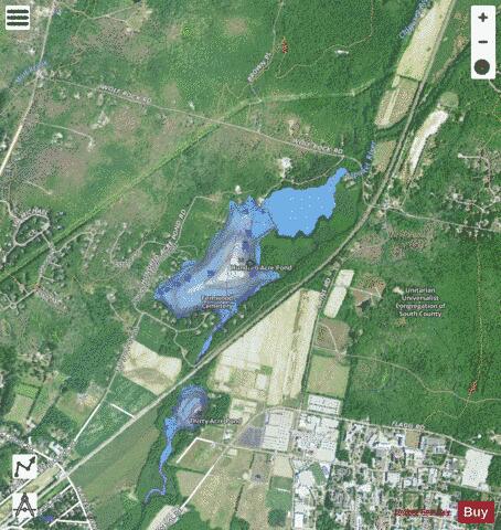 Hundred Acre Pond depth contour Map - i-Boating App - Satellite