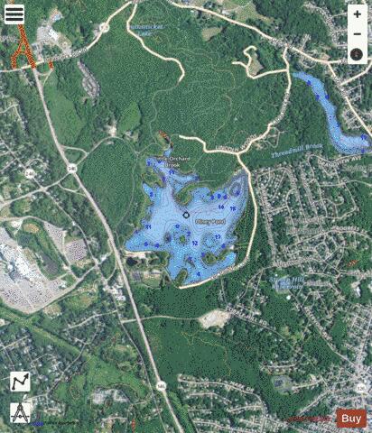 Olney Pond Providence depth contour Map - i-Boating App - Satellite