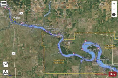 Lake Sharpe depth contour Map - i-Boating App - Satellite