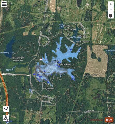 Herb Parsons Lake depth contour Map - i-Boating App - Satellite