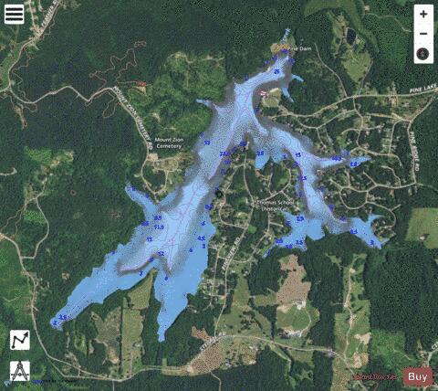 Lake Pine depth contour Map - i-Boating App - Satellite