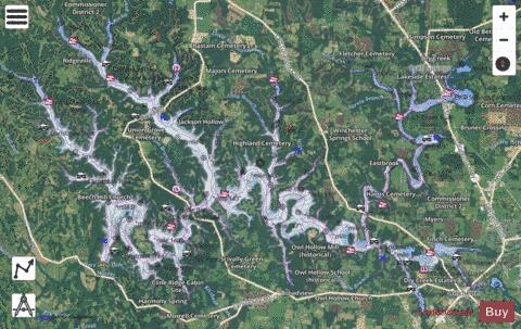 Tims Ford Lake depth contour Map - i-Boating App - Satellite
