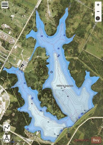Walter E. Long Lake depth contour Map - i-Boating App - Satellite