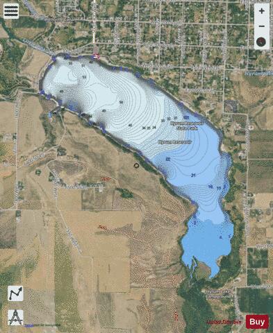 Hyrum Reservoir depth contour Map - i-Boating App - Satellite