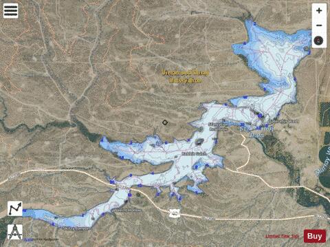 Starvation Reservoir depth contour Map - i-Boating App - Satellite