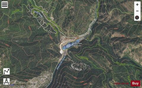 Tibble Fork Reservoir depth contour Map - i-Boating App - Satellite