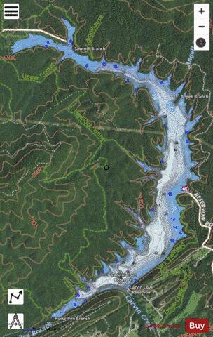 Carvins Cove Reservoir depth contour Map - i-Boating App - Satellite