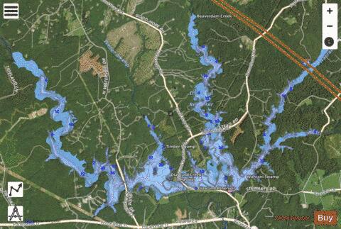 Diascund Creek Reservoir depth contour Map - i-Boating App - Satellite