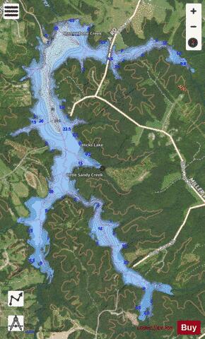 Sandy River Reservoir / Hicks Lake depth contour Map - i-Boating App - Satellite