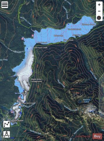Baker Lake depth contour Map - i-Boating App - Satellite