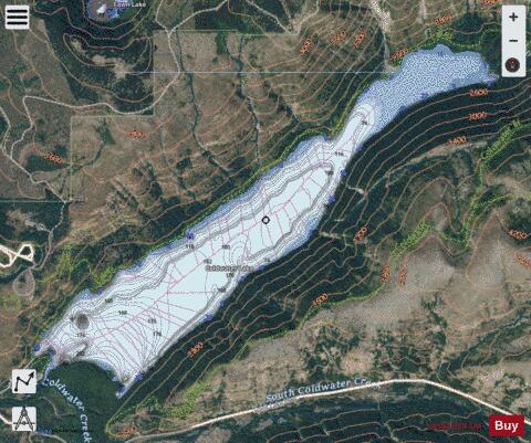 Lake Coldwater depth contour Map - i-Boating App - Satellite