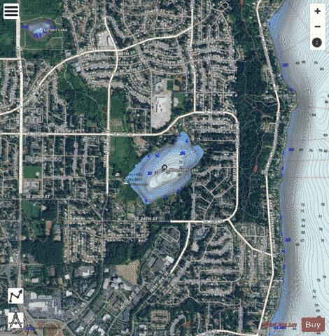 Phantom Lake,  King County depth contour Map - i-Boating App - Satellite