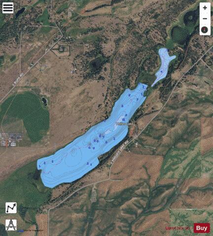 Philleo Lake,  Spokane County depth contour Map - i-Boating App - Satellite