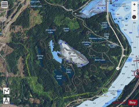 Wauna Lake depth contour Map - i-Boating App - Satellite