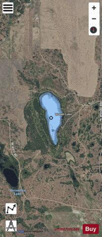 Woods Lake,  Spokane County depth contour Map - i-Boating App - Satellite