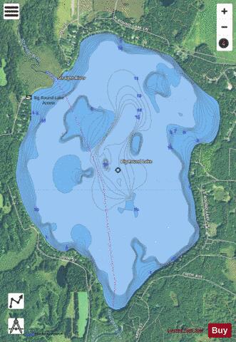 Big Round Lake depth contour Map - i-Boating App - Satellite