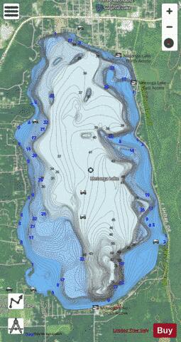 Metonga Lake depth contour Map - i-Boating App - Satellite