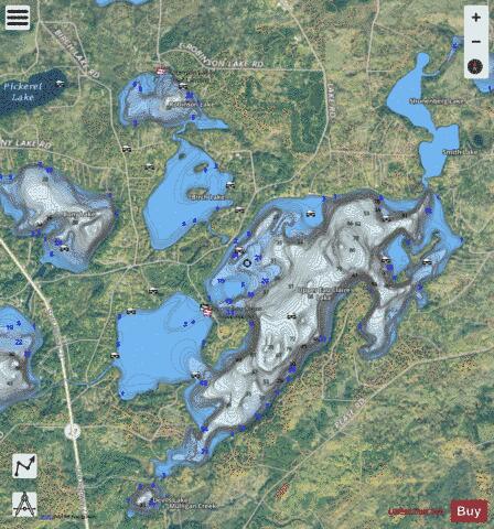Upper Eau Claire Lake depth contour Map - i-Boating App - Satellite