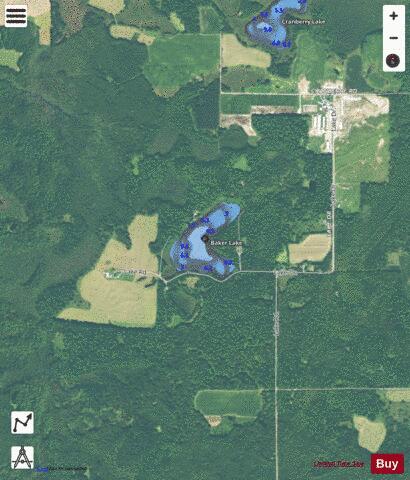 Baker Lake depth contour Map - i-Boating App - Satellite