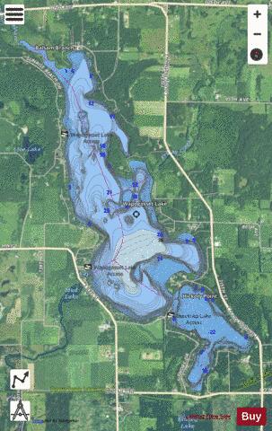 Bear Trap Lake depth contour Map - i-Boating App - Satellite