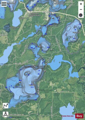 Dog Lake + Big Lake depth contour Map - i-Boating App - Satellite