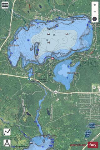 Big Saint Germain + Lake Content depth contour Map - i-Boating App - Satellite