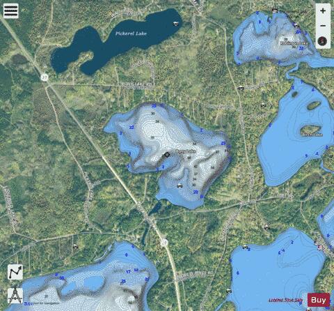 Bony Lake depth contour Map - i-Boating App - Satellite