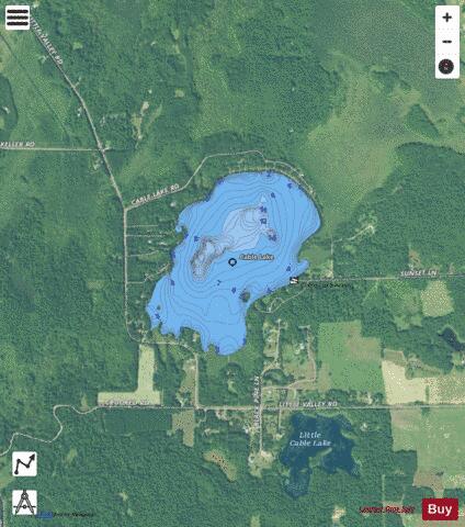 Cable Lake depth contour Map - i-Boating App - Satellite