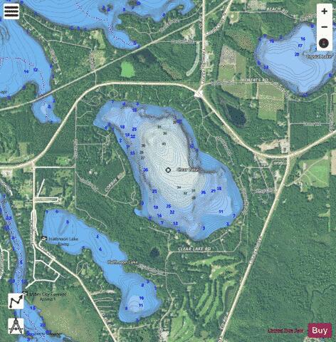 Clear Lake D depth contour Map - i-Boating App - Satellite
