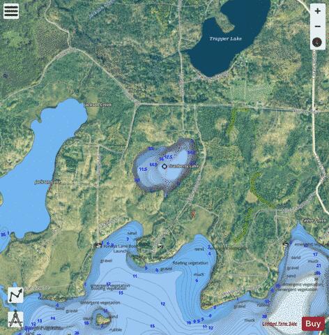 Cranberry Lake B depth contour Map - i-Boating App - Satellite