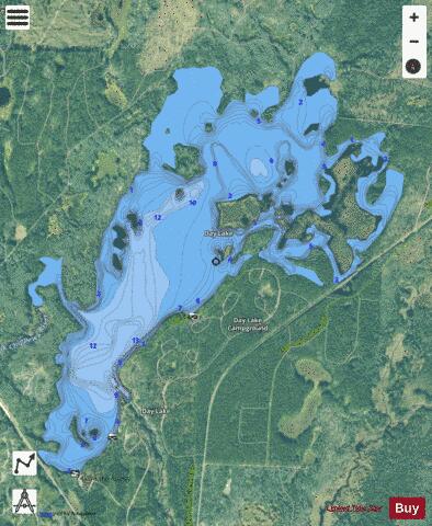 Day Lake depth contour Map - i-Boating App - Satellite