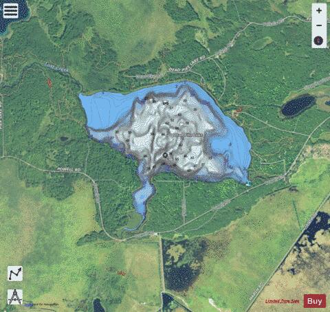 Dead Pike Lake depth contour Map - i-Boating App - Satellite