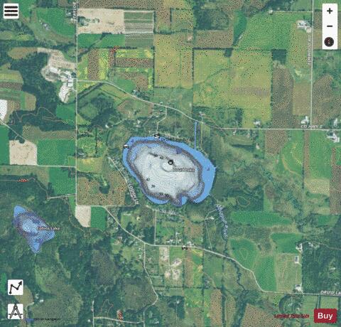 Druid Lake depth contour Map - i-Boating App - Satellite