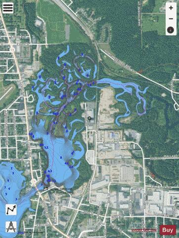 Eau Claire Flowage depth contour Map - i-Boating App - Satellite